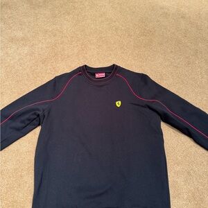 Ferrari Black Crewneck Sweatshirt with Red and Yellow Details Small